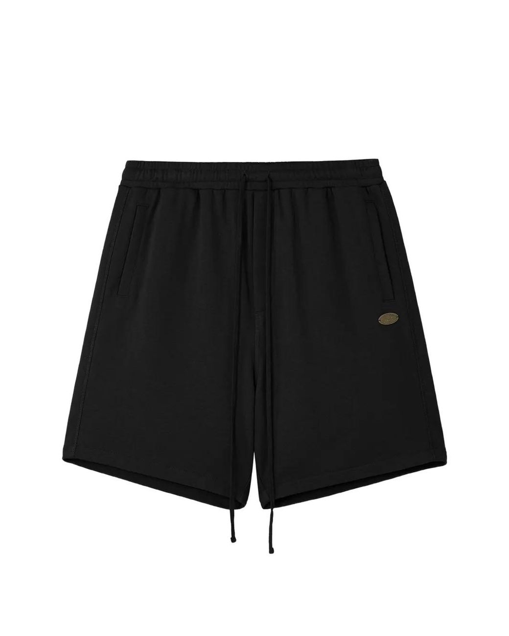 AFTERMATHS Black Drawstring-Waist Logo-Patch Shorts for men
