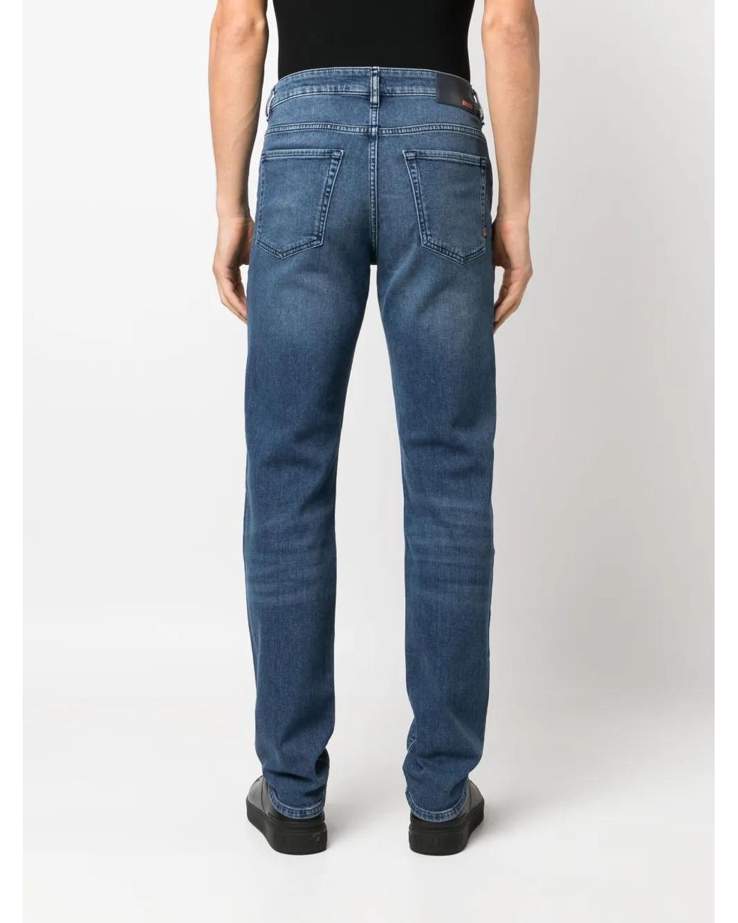 Boss Blue Tapered-Leg Mid-Waist Jeans for men