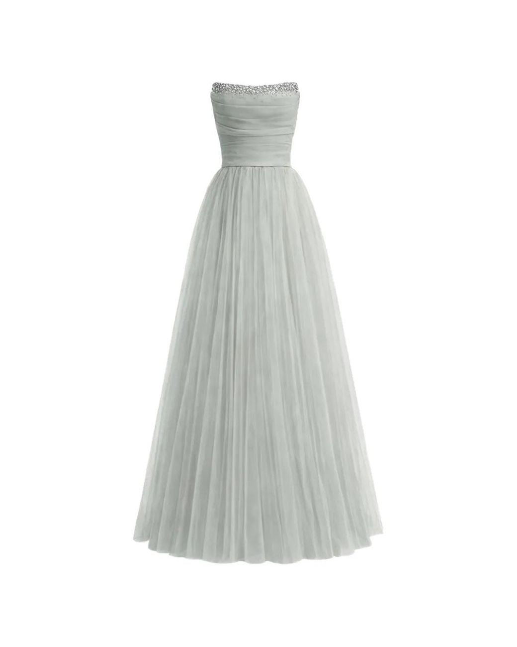 Gemy Maalouf White Crystal-Embellished Strapless Gown