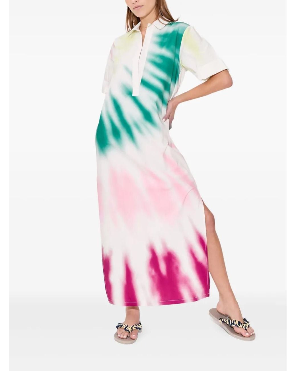 Rosie Assoulin White Tie-Dye Poplin Dress