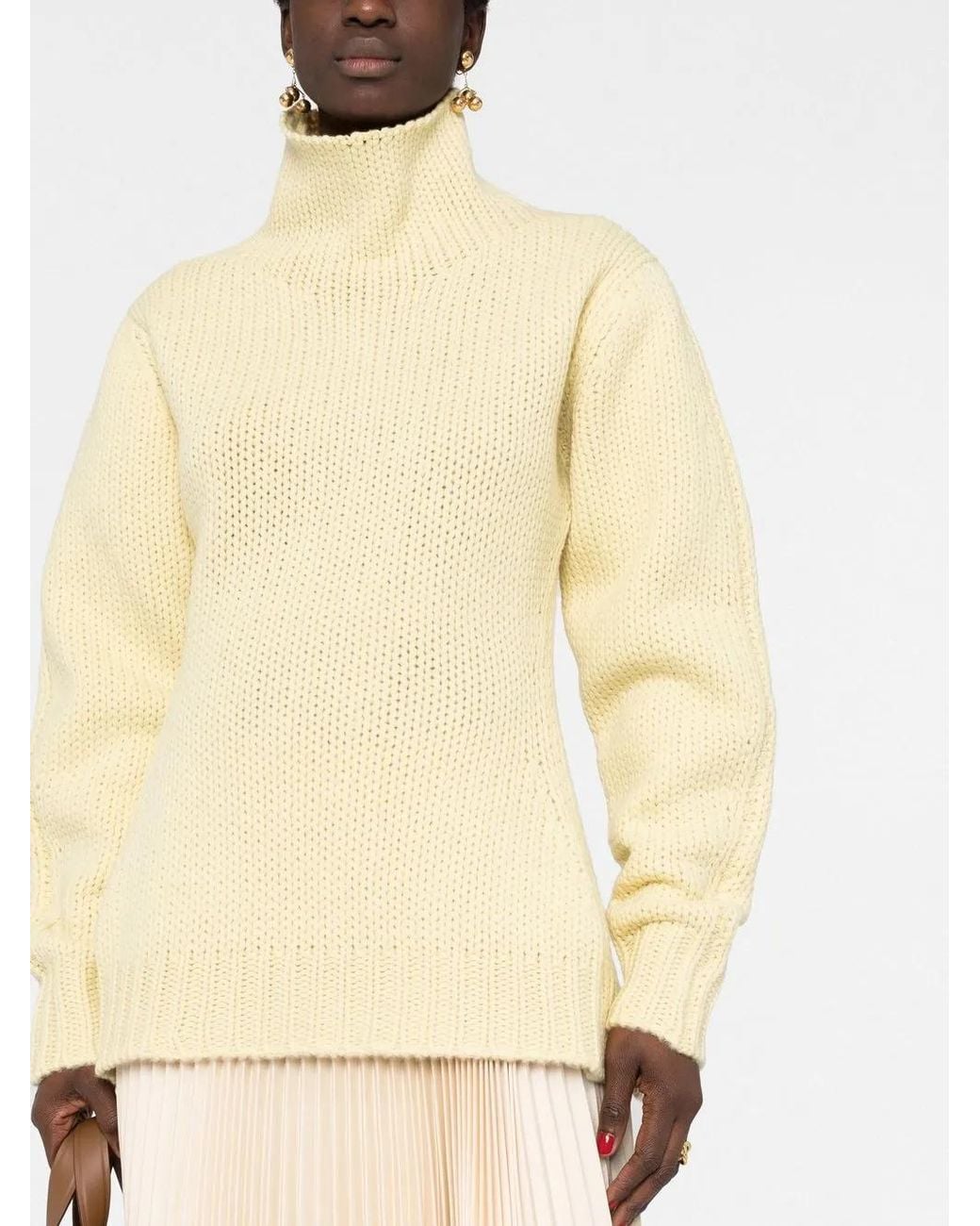 Jil Sander Yellow Open Back High-Neck Jumper