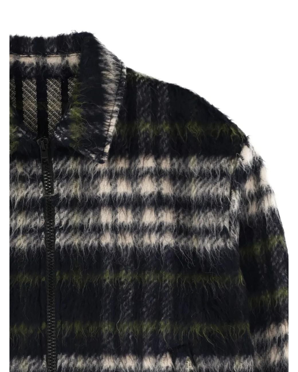 MSGM Black Check-Pattern Zip-Up Jacket for men
