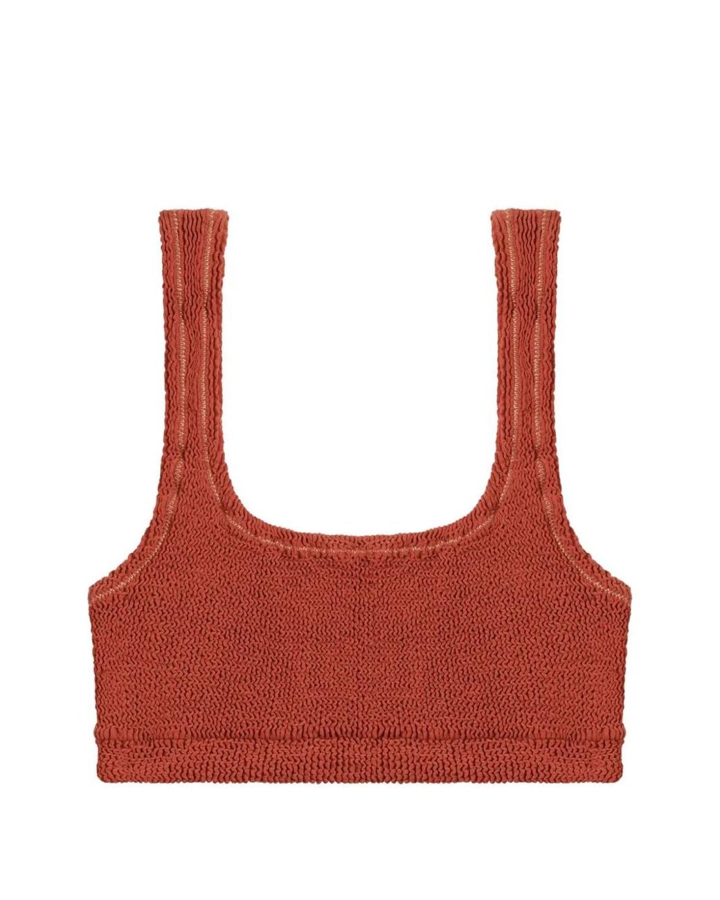 Reina Olga Red Ginny Smocked Bikini Top