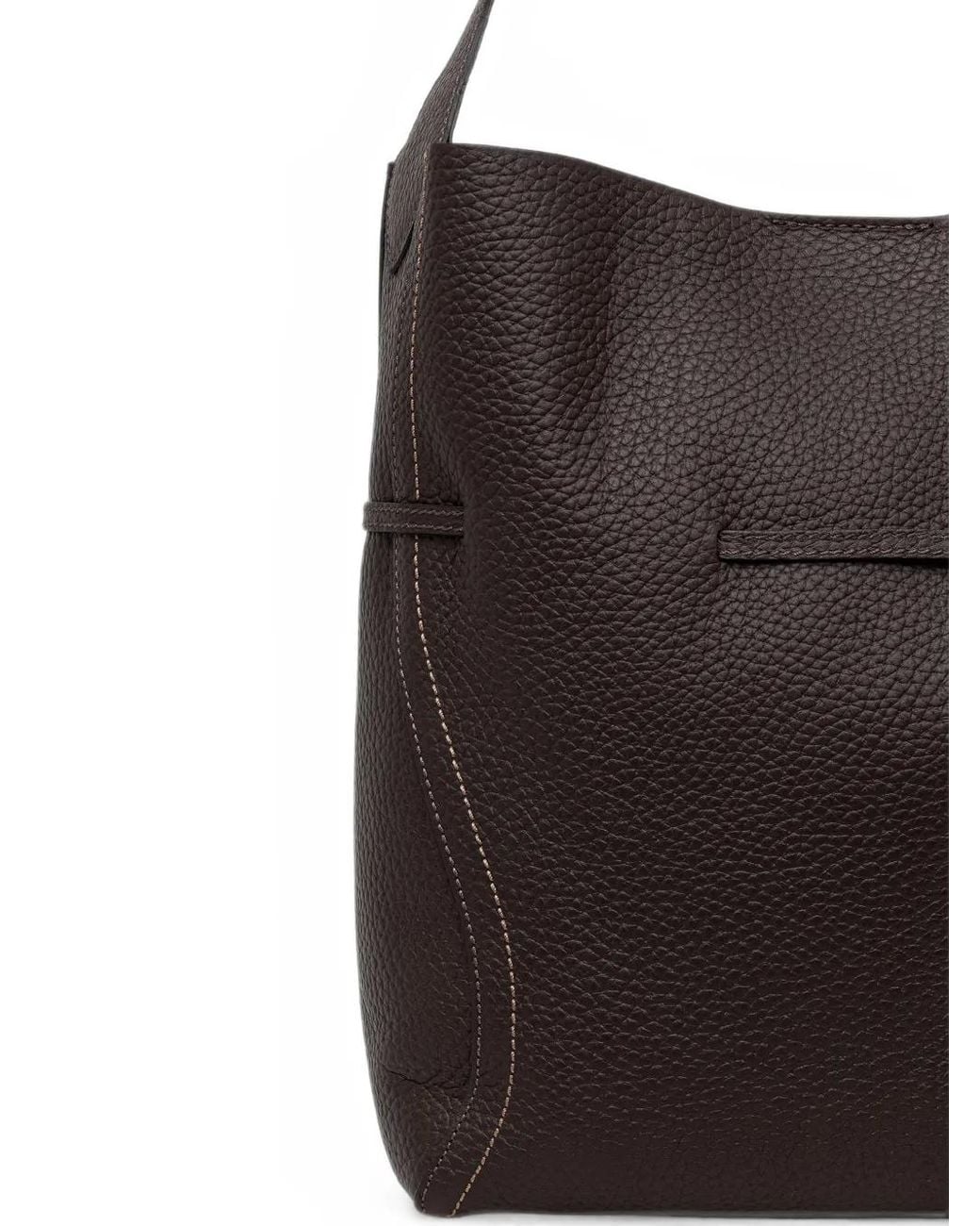 Gianni Chiarini Black Sienna Grained-Leather Drawstring Shoulder Bag