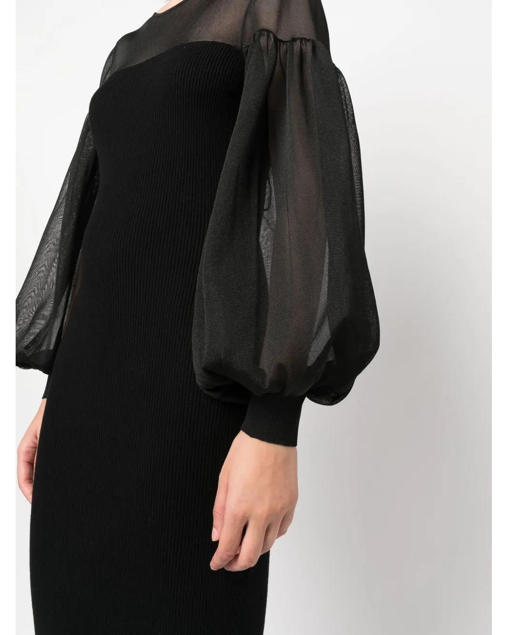 Ulla Johnson Black Milla Sheer-Panelling Ribbed Dress