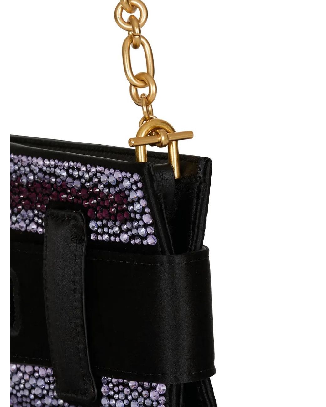 Balmain White Anthem Crystal Satin Clutch Bag