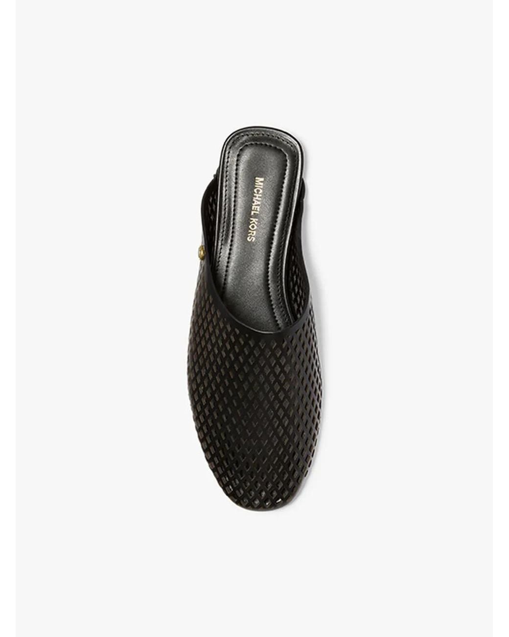 Michael Kors Black Cady Perforated Leather Mules