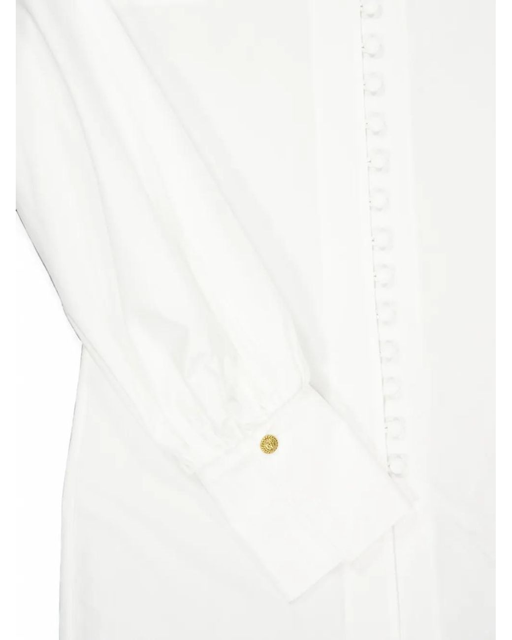 Balmain White Batwing-Sleeve Poplin Shirt