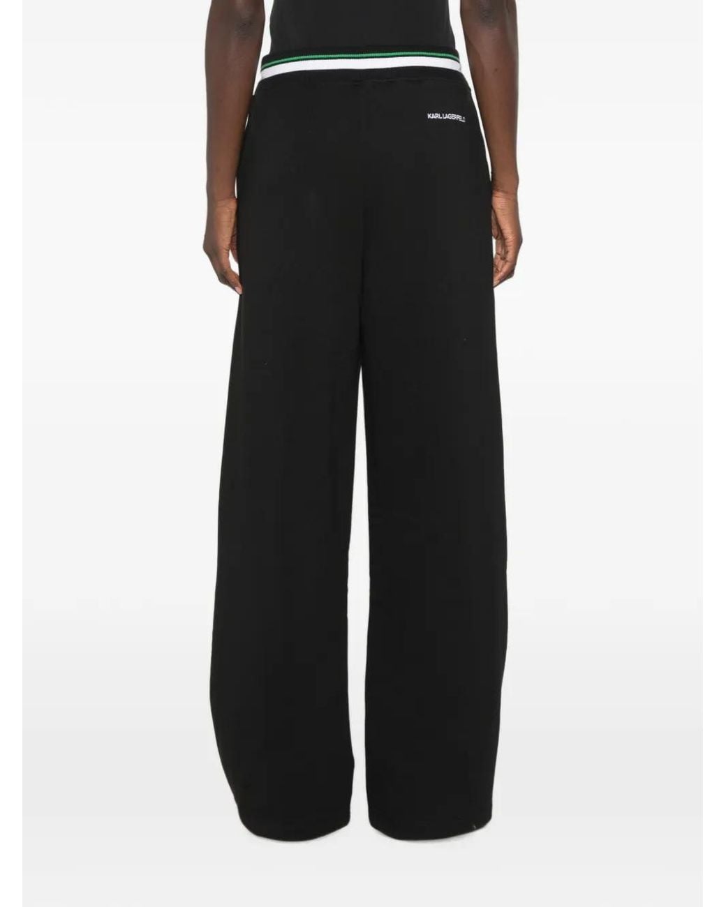Karl Lagerfeld Black Ikon Wide-Leg Track Pants