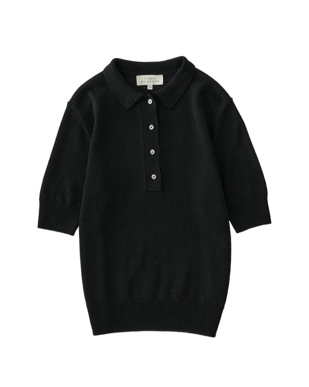 Studio Nicholson Black Tolsa Collar Knit Polo Top