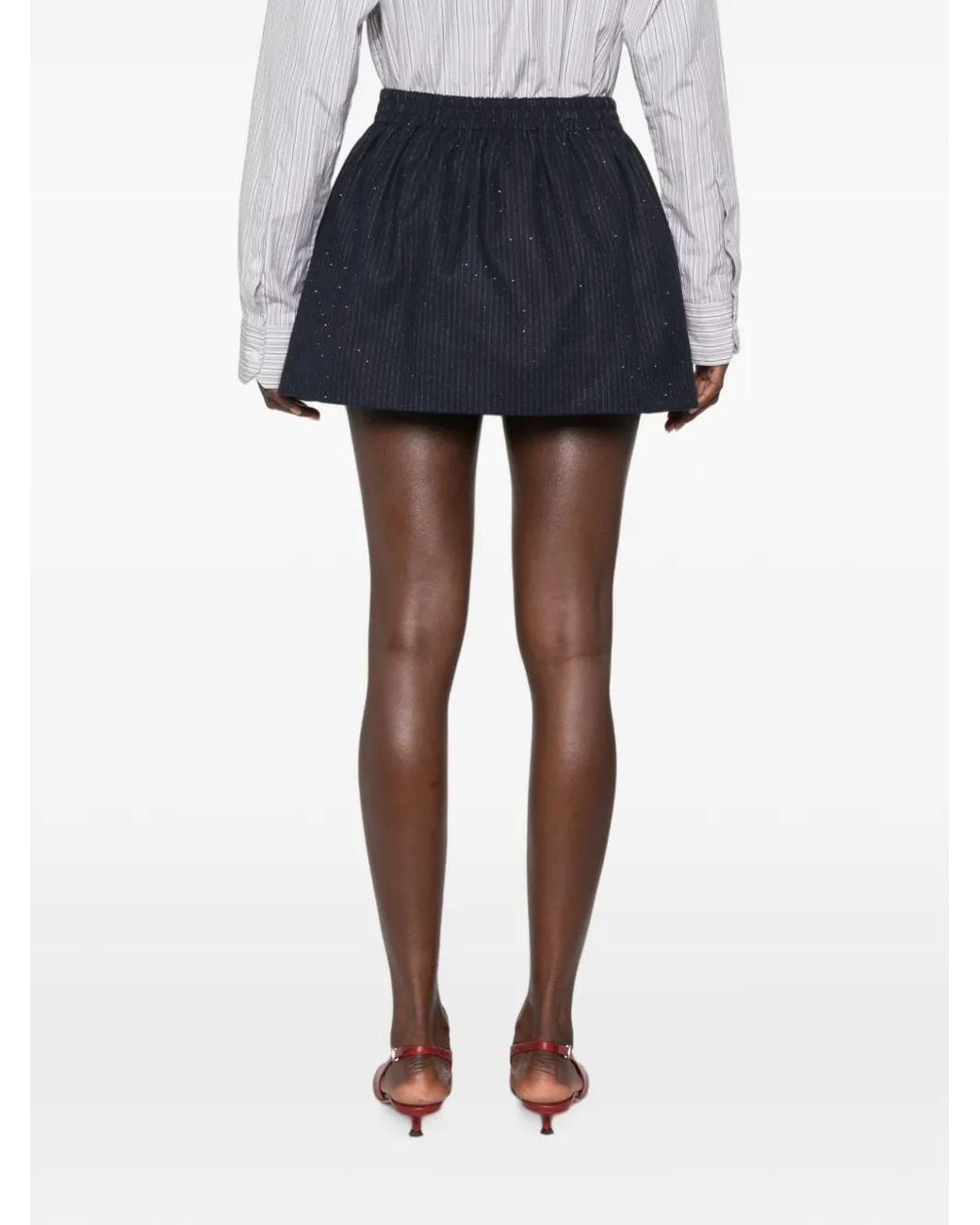 Maje Blue Striped Button-Front Mini Skirt