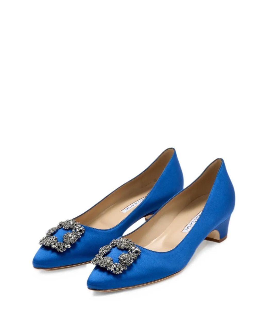 Manolo Blahnik Blue Hangisi Crystal-Embellished Pumps