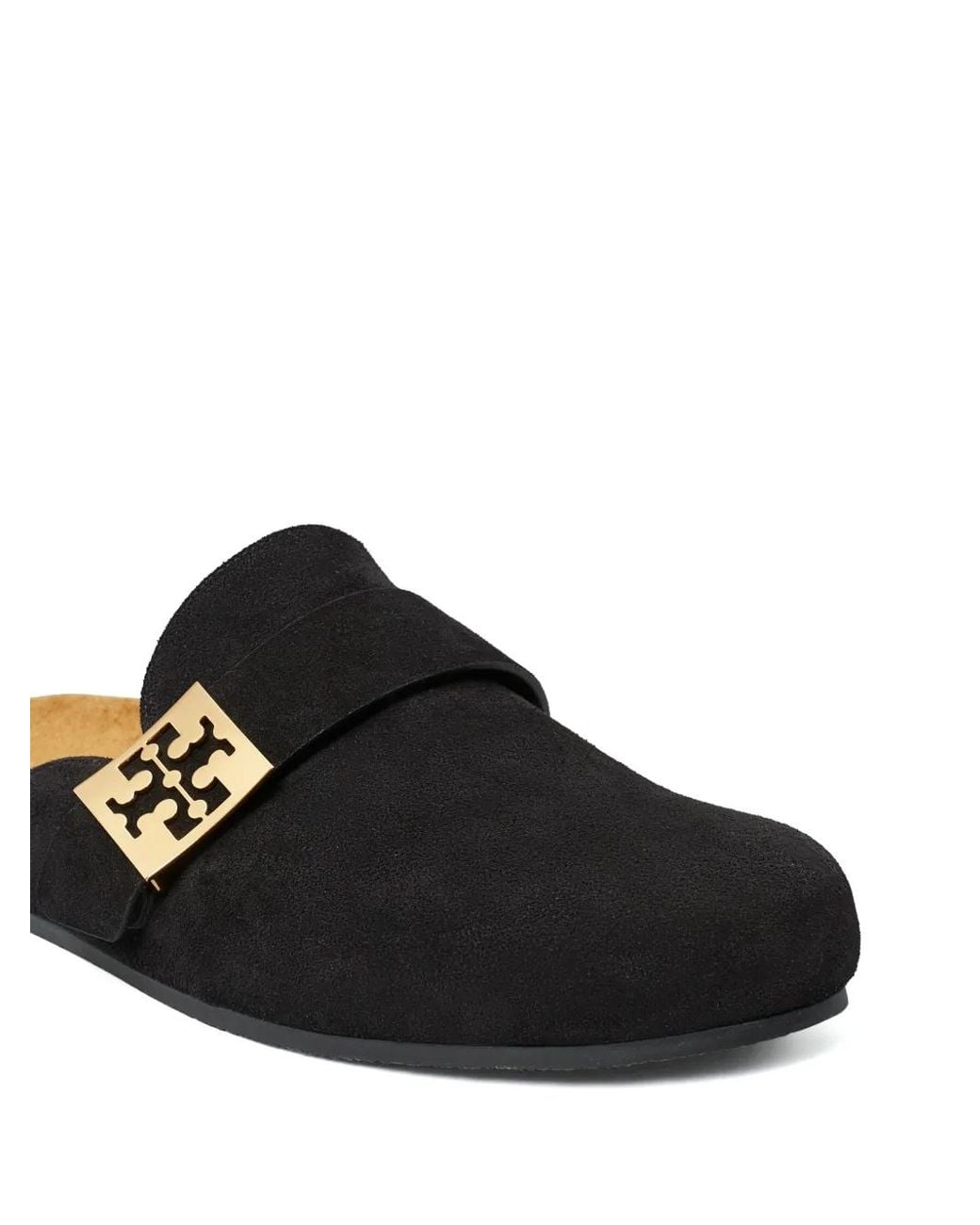 Tory Burch Black Mellow Logo-Plaque Mules