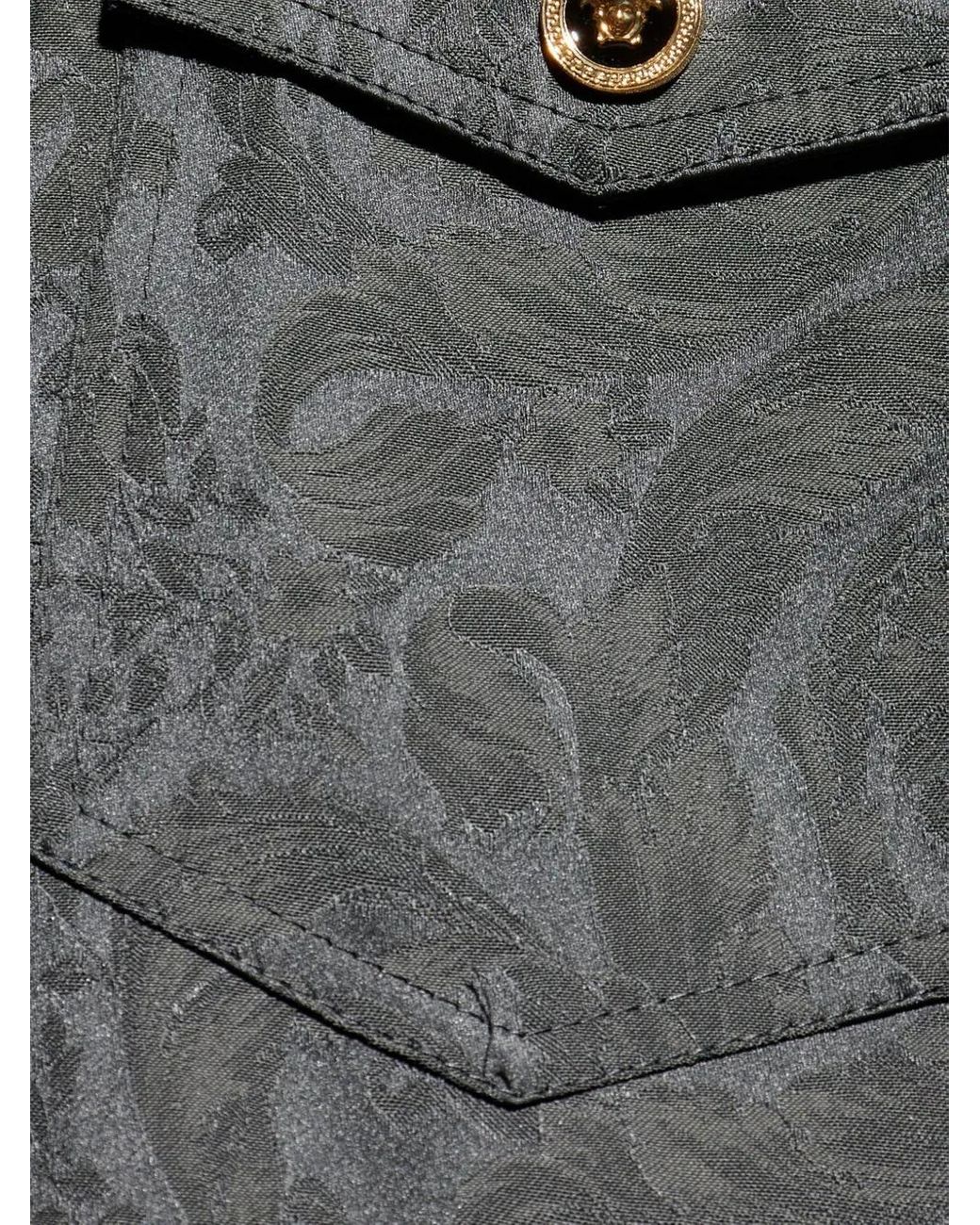 Versace Gray Jacquard Cotton Overshirt for men