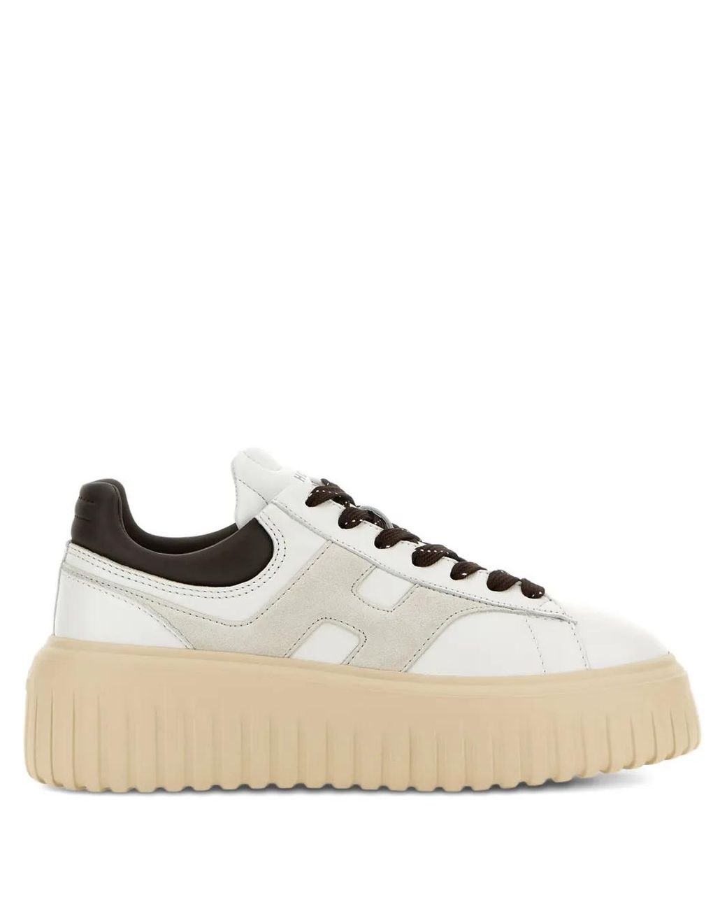 Hogan White H-Stripes Leather Sneakers