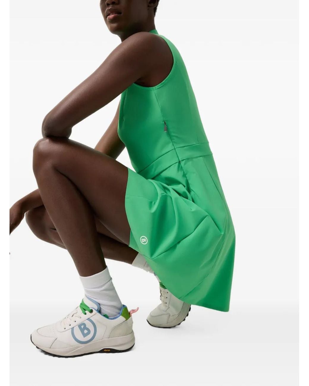 Bogner Green Ilena Button-Placket Mini Dress