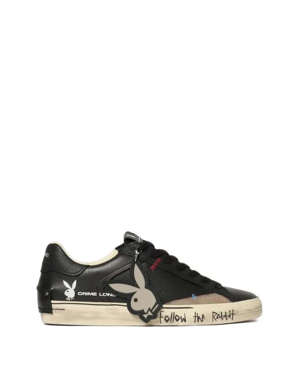Crime London Black X Playboy Follow The Rabbit Logo-Print Sneakers for men