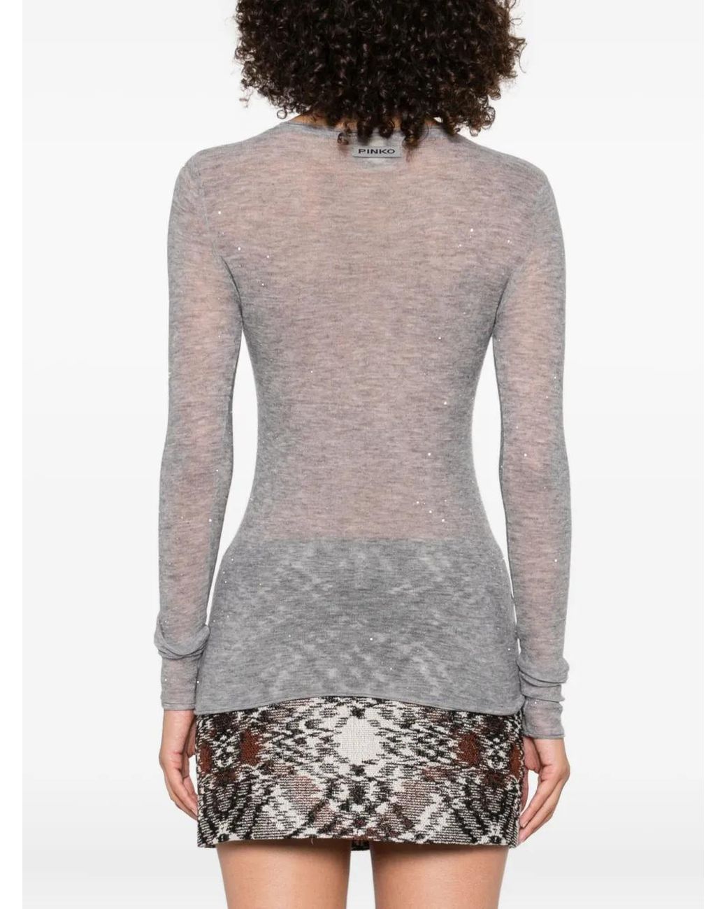 Pinko Gray Long-Sleeve T-Shirt