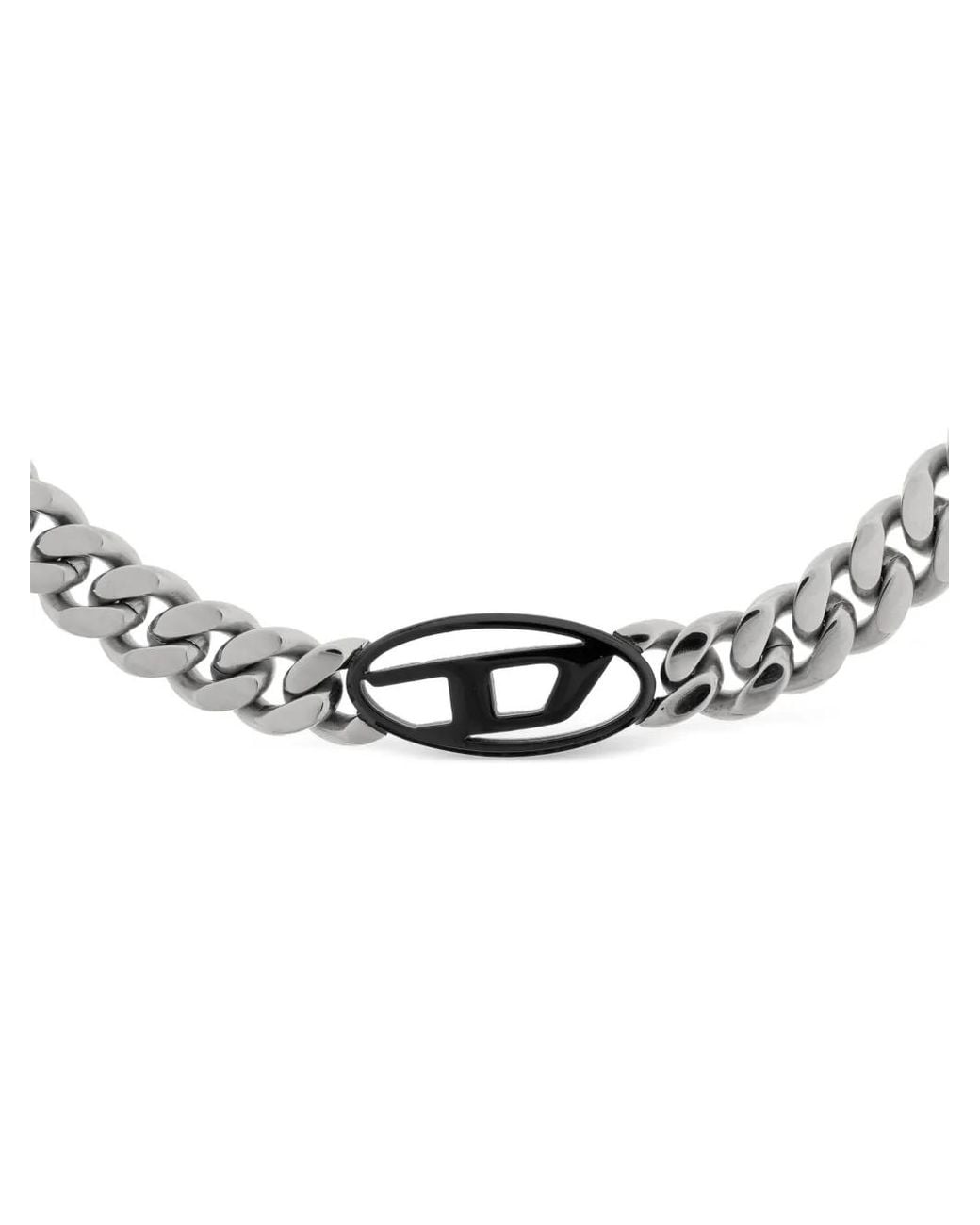 DIESEL White Chain Logo Bracelet