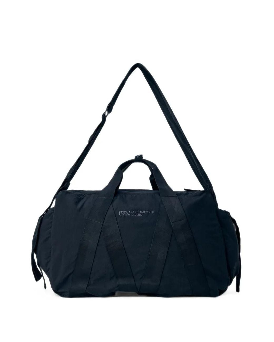 Massimo Osti Studio Blue Twill Logo-Print Duffel Bag for men