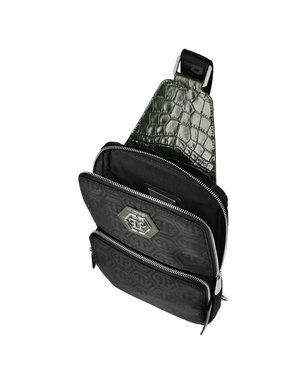 Philipp Plein Black Monogram Backpack for men