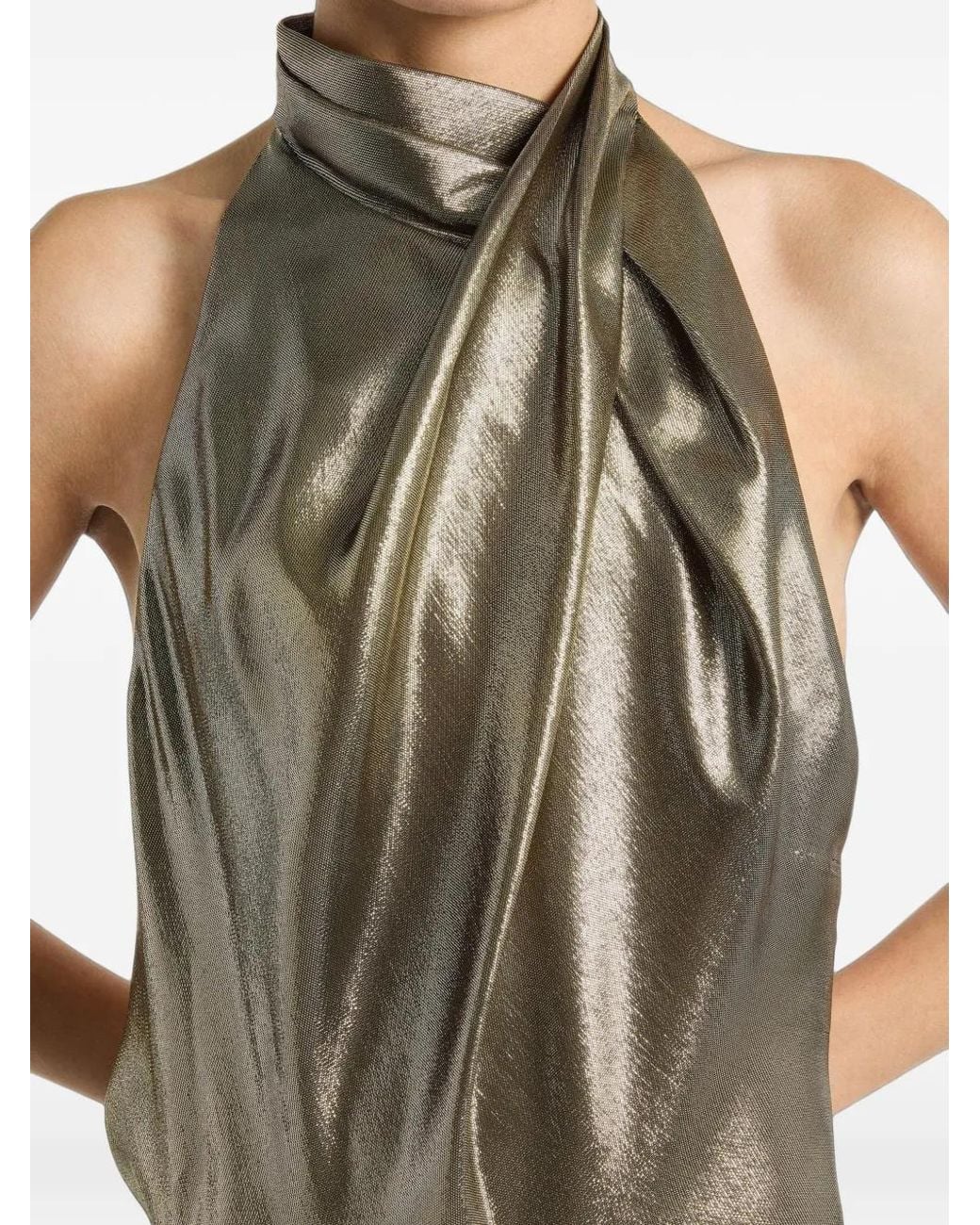 Balmain Green Backless Lurex Jersey Top