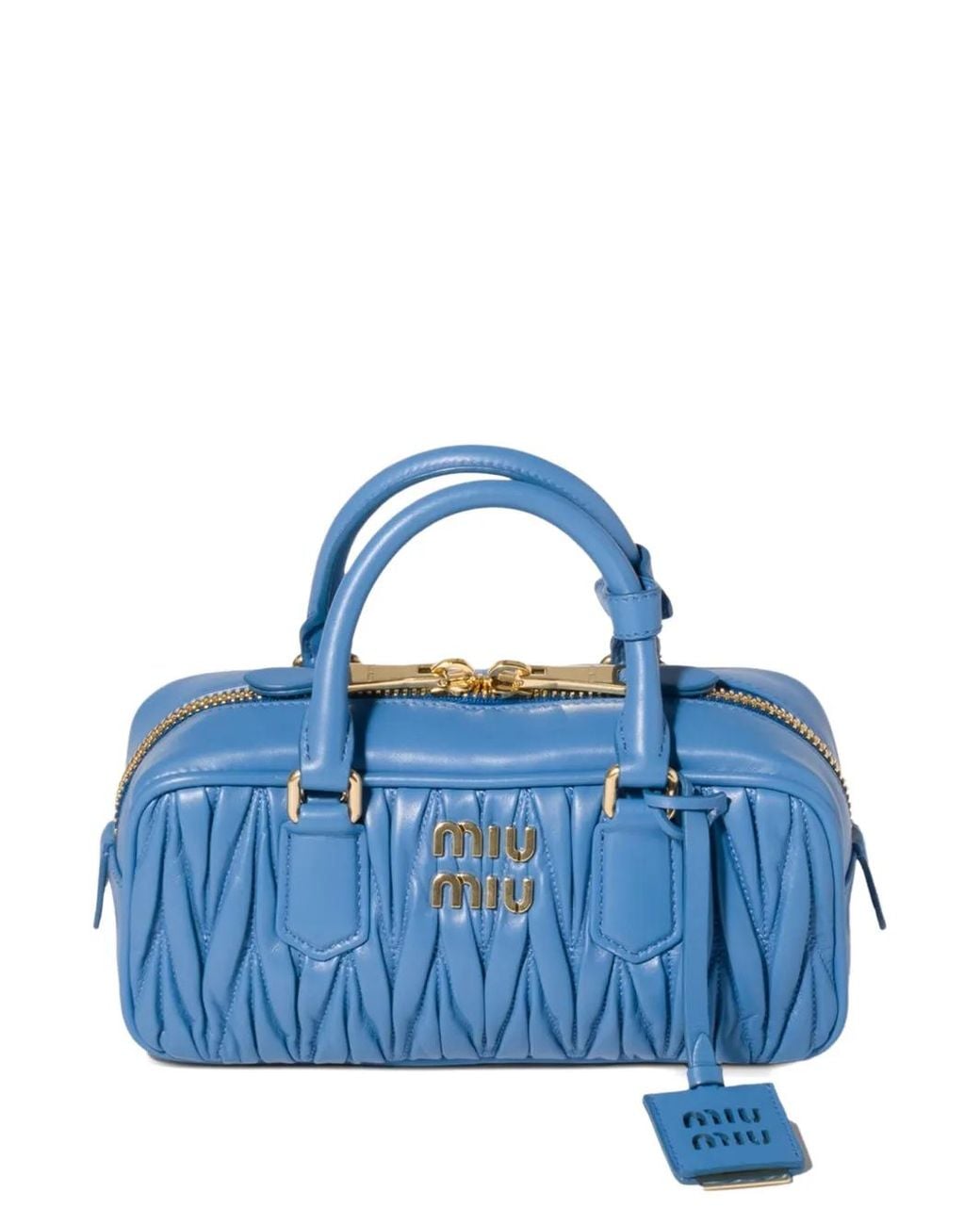 Miu Miu Blue Arcadie Matelassé Nappa-Leather Bag