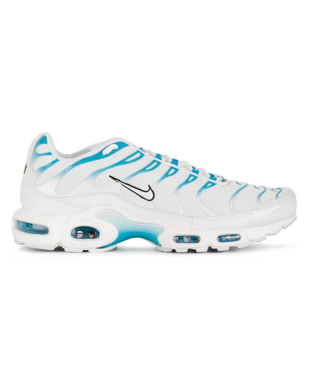 white blue air max plus