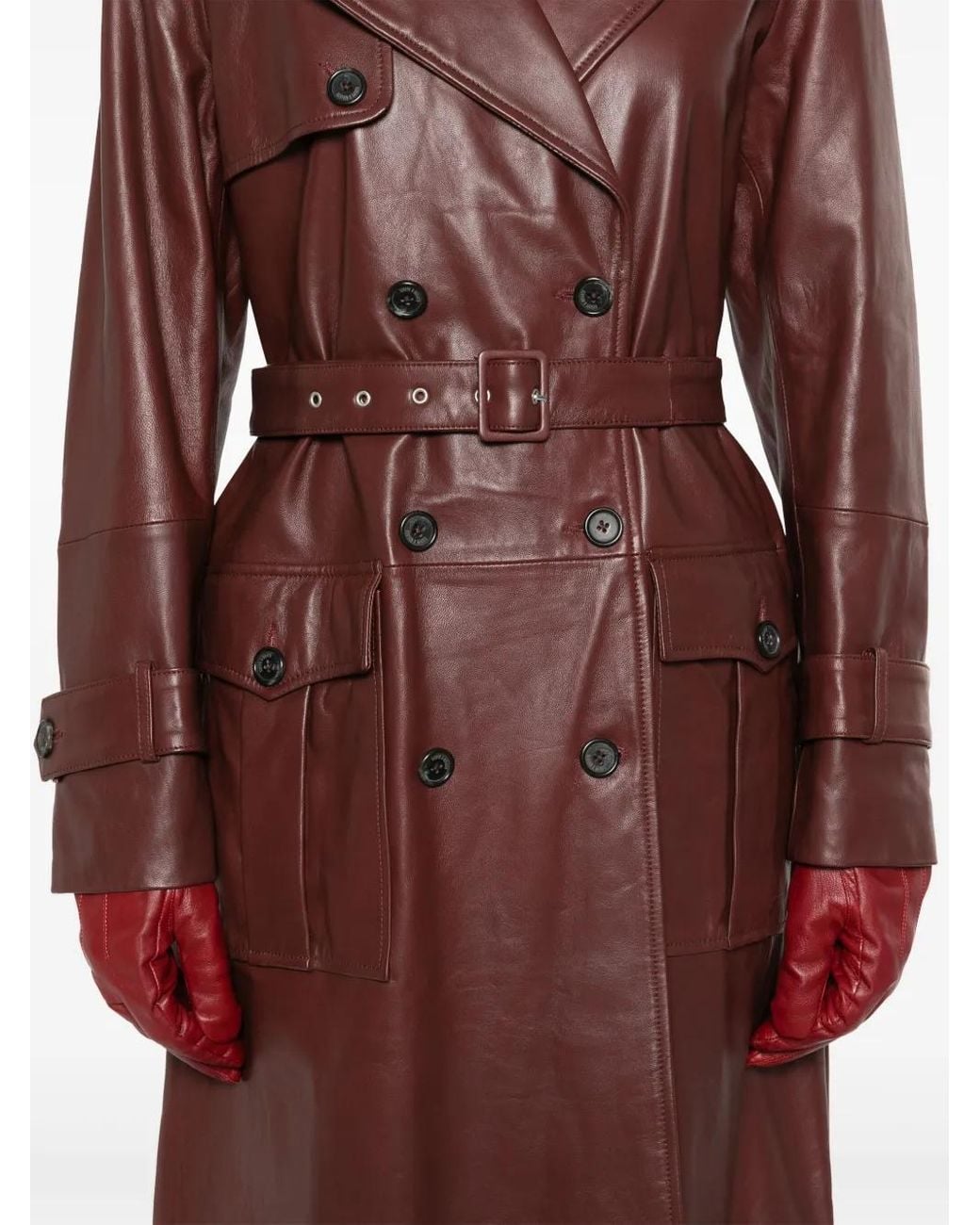 GIUSEPPE DI MORABITO Purple Leather Trench Coat