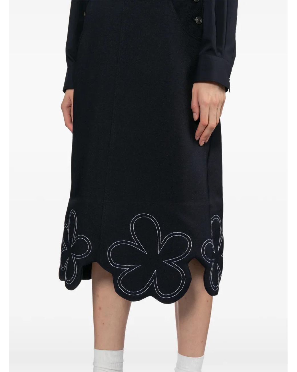 Comme des Garçons Black Floral-Embroidered Midi Dress