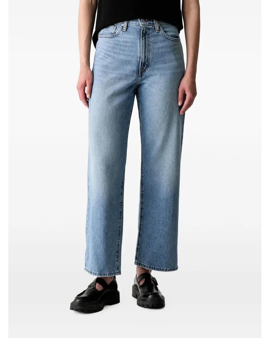 Levi's Blue Logo-Patch Straight-Leg Jeans
