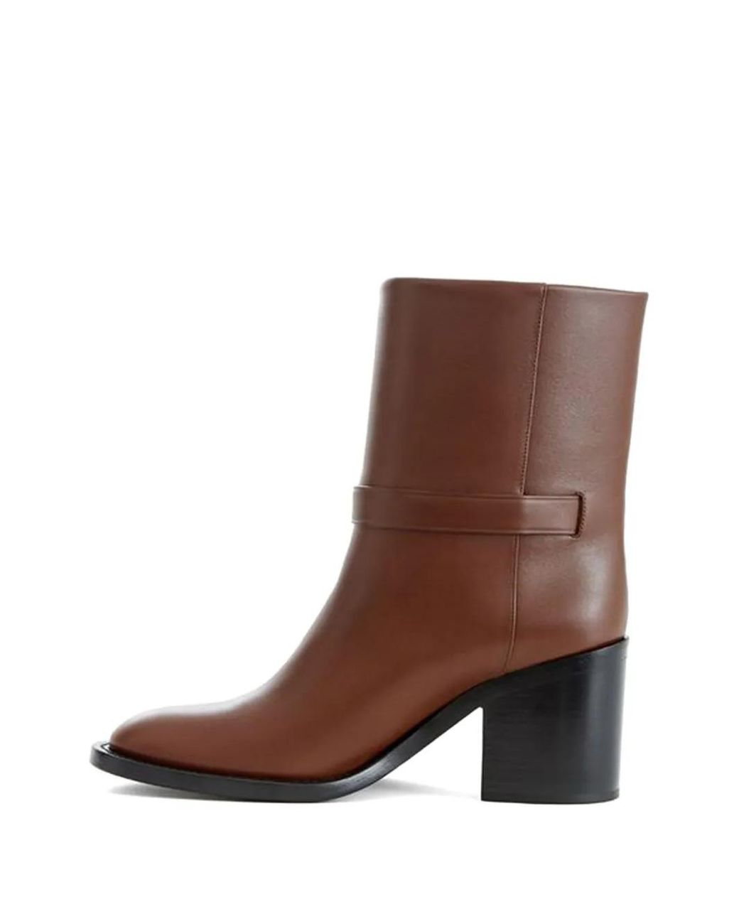Burberry Brown Buckle-Detail Leather Ankle Boots