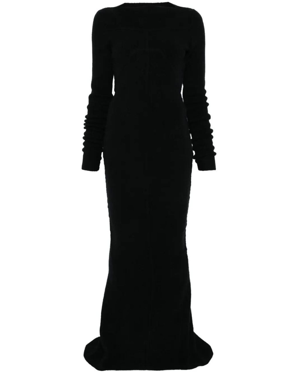 Rick Owens Black Felted Knit Open-Back Gown