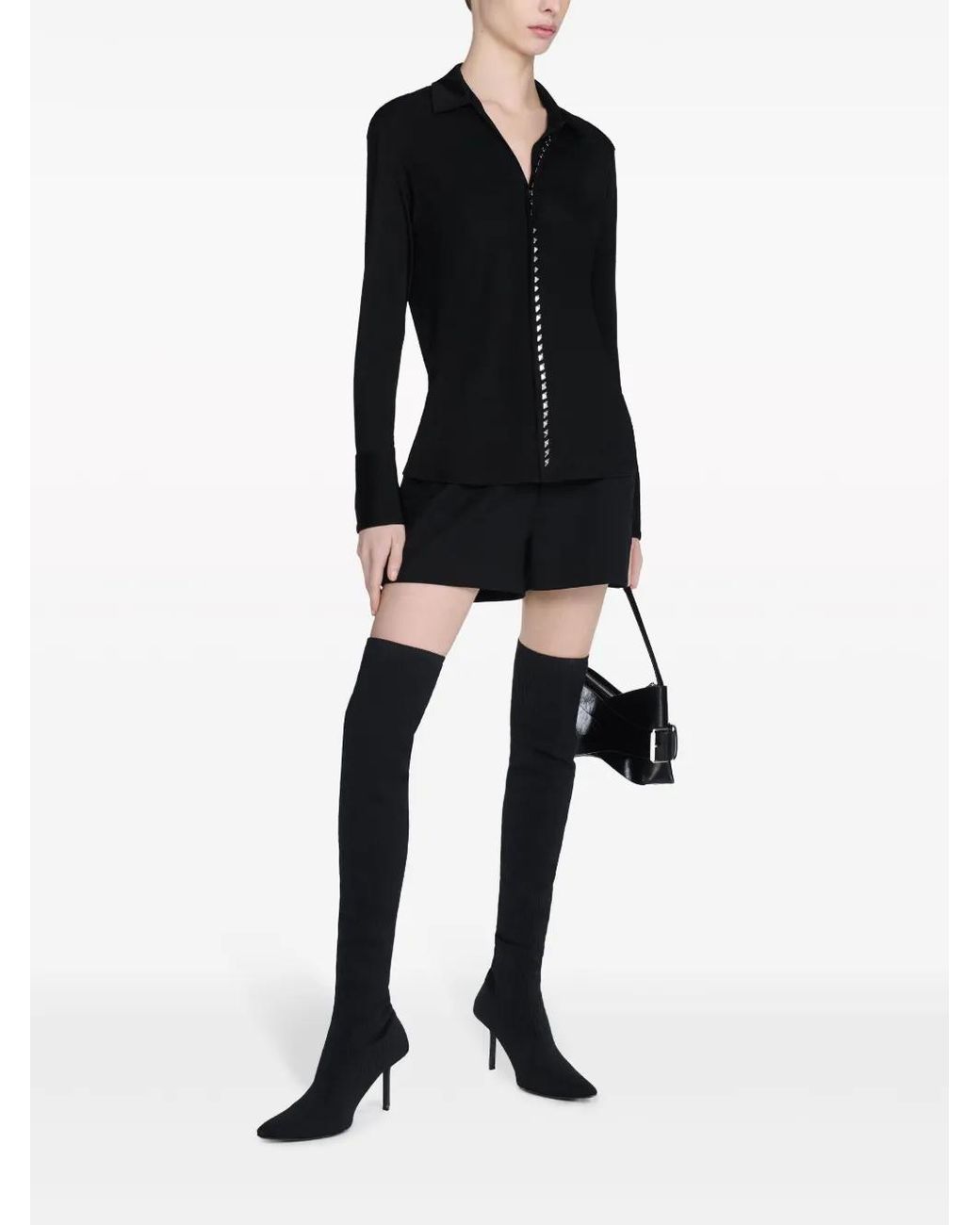 Dion Lee Black Studded-Placket Shirt