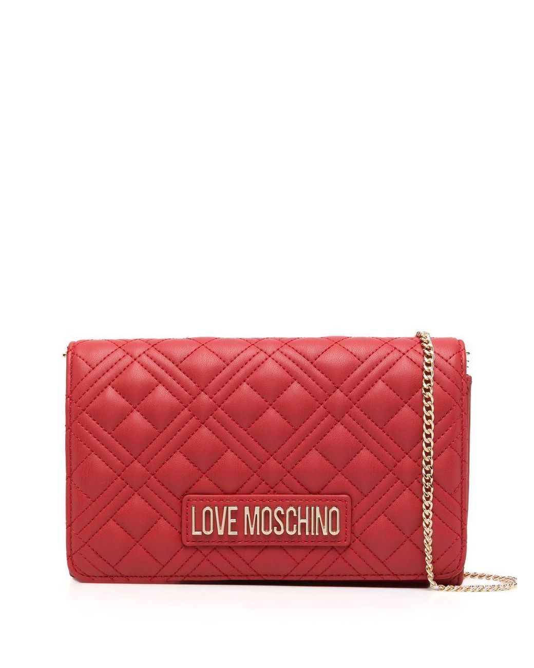 Love Moschino Logoplaque Quilted Crossbody Bag in Red Lyst
