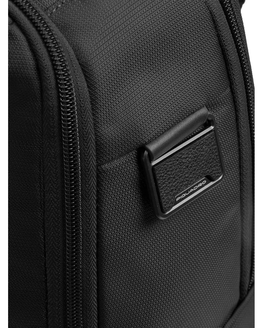 Piquadro Black Expandable Laptop Backpack for men