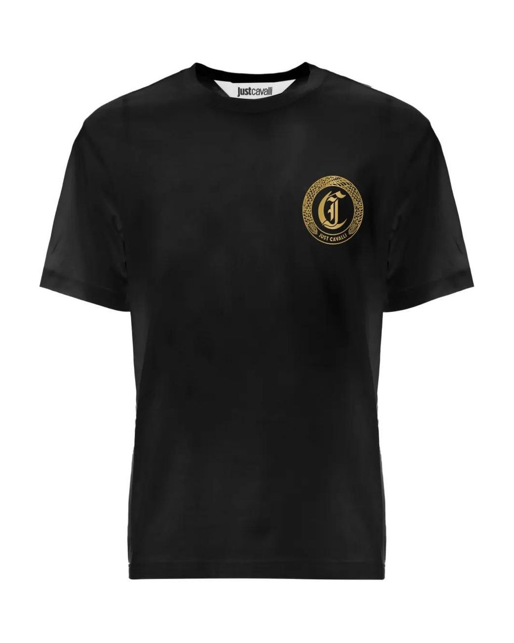 Just Cavalli Black Logo-Plaque T-Shirt for men