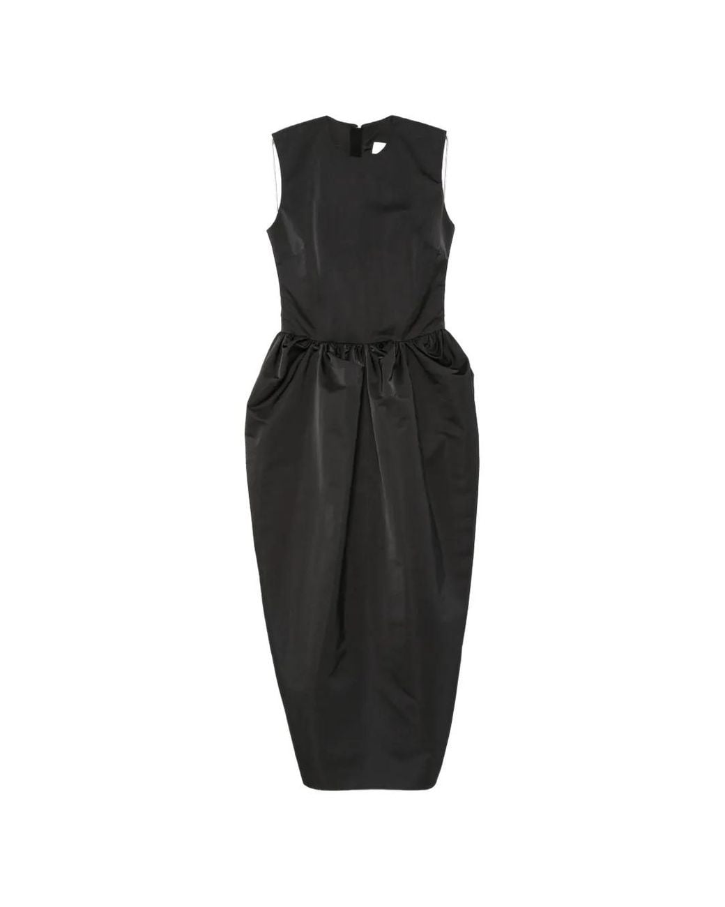 AMI Black Gathered Sleeveless Dress