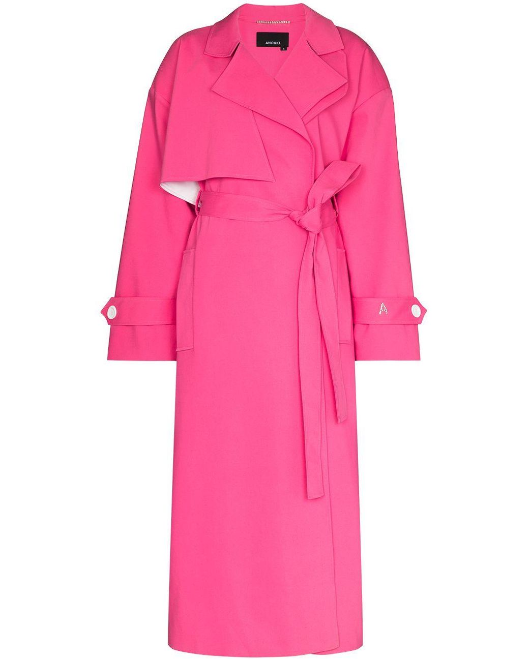 ANOUKI Tied Waist Trench Coat in Pink | Lyst