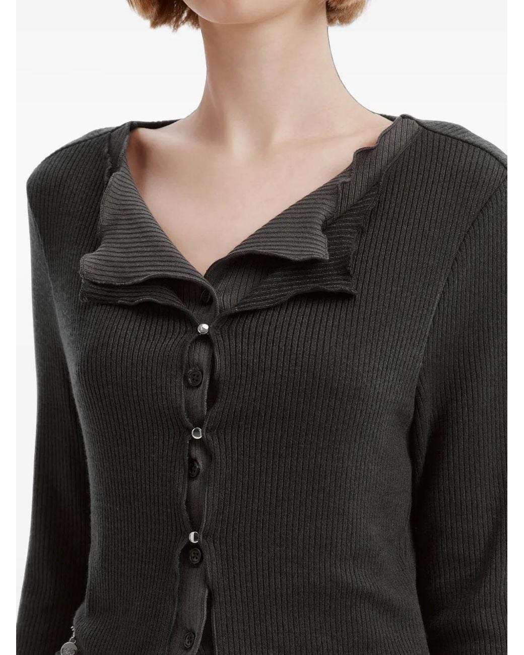 Musium Div. Black Layered Ribbed-Knit Cardigan