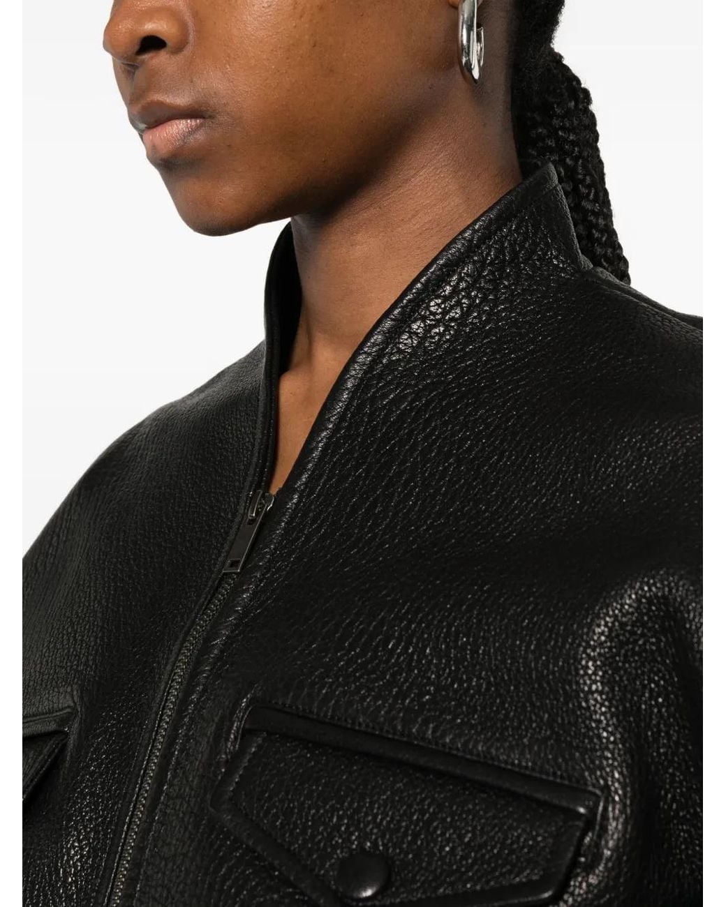 DUCIE Black Frankie Pebbled Leather Jacket