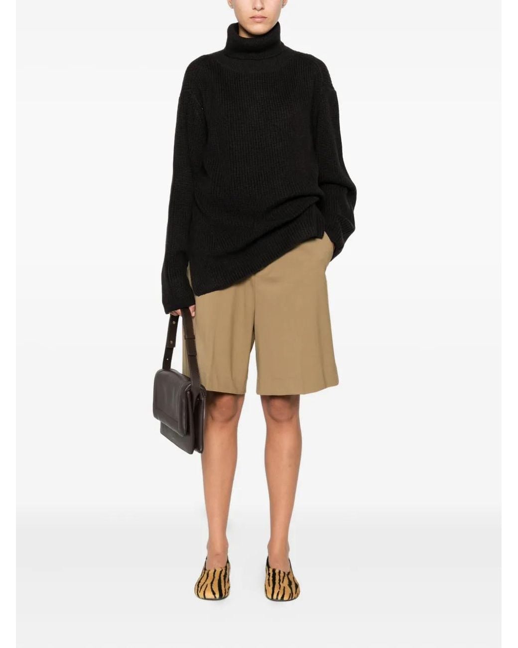 P.A.R.O.S.H. Black High-Neck Ribbed Sweater