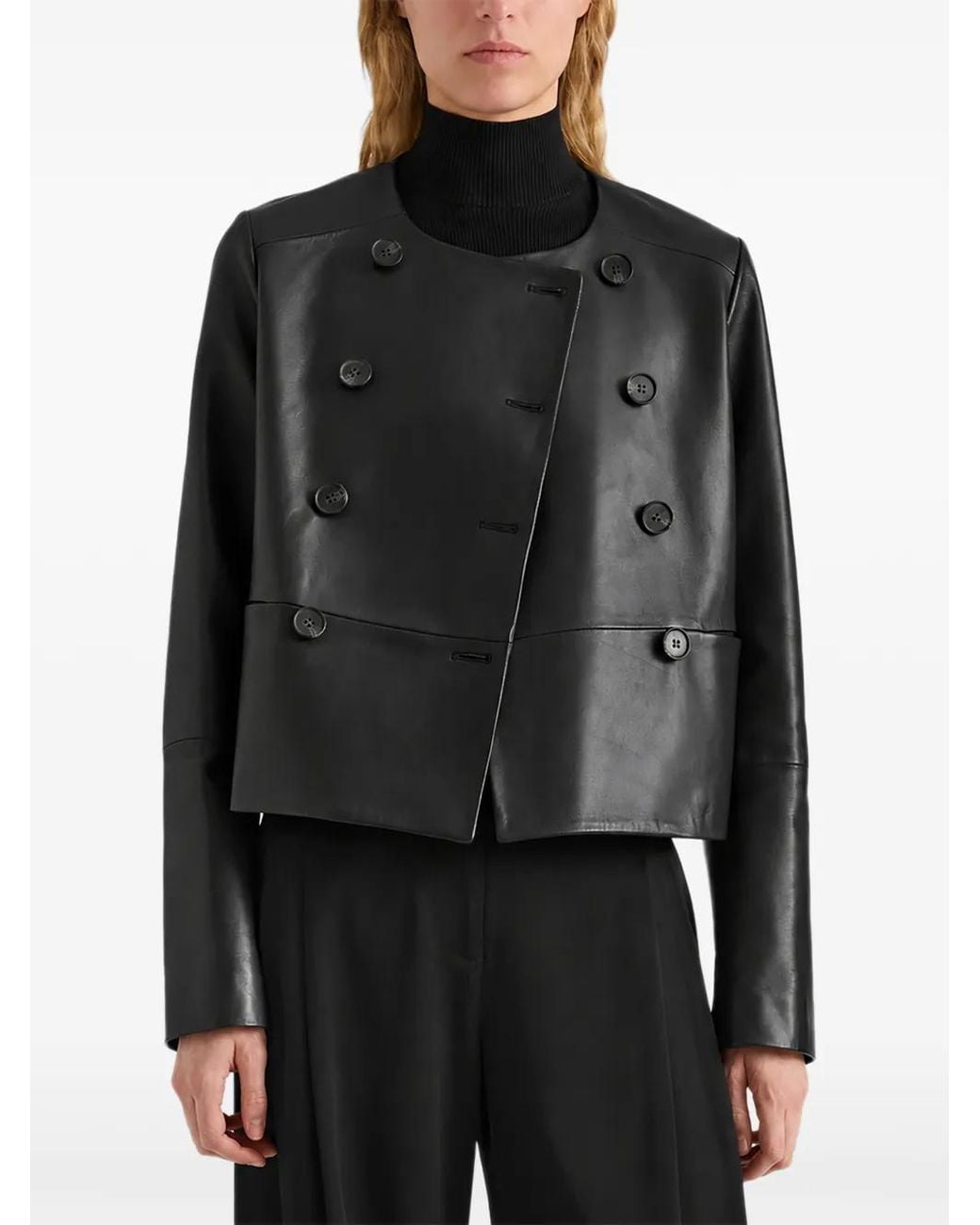 Proenza Schouler Black Veste Courtney À Boutonnière Croisée En Cuir