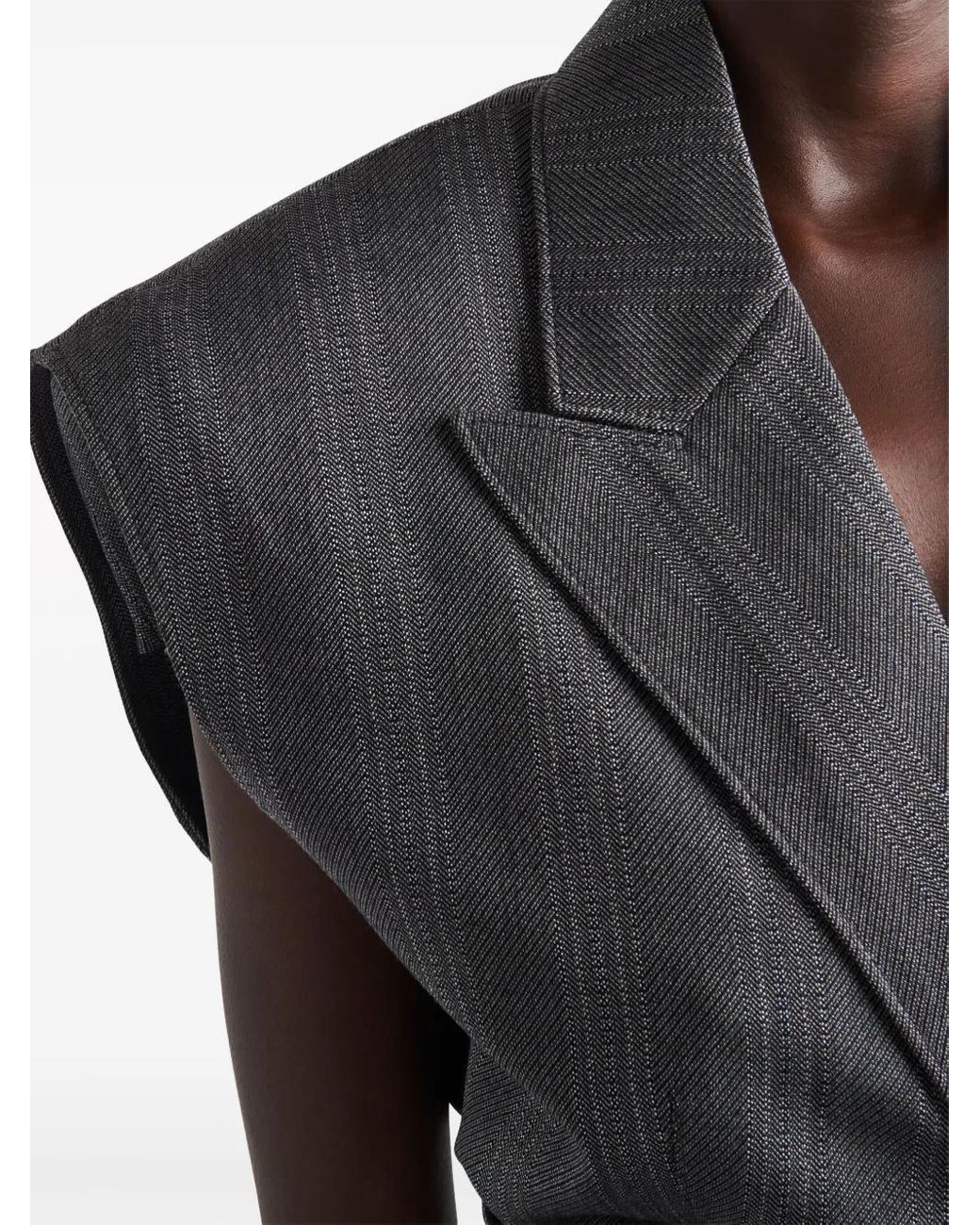 Top Sin Mangas A Rayas Diplomáticas Prada de color Gray