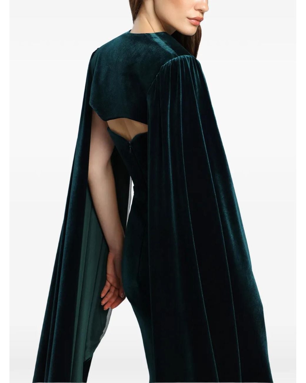 Cristallini Black Vivienne Cape-Detail Maxi Dress