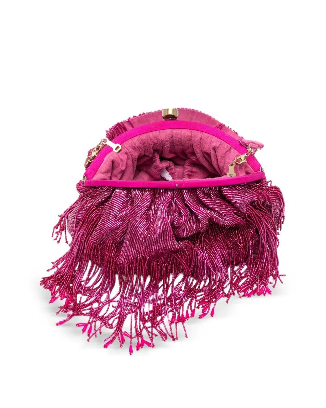 SLO_HAND_MADE Pink Firante Fringe-Trimmed Clutch Bag
