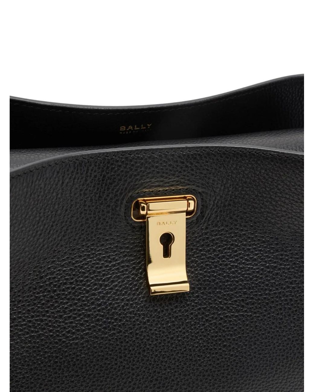 Bally Black Lock Me Grained Shoulder Bag