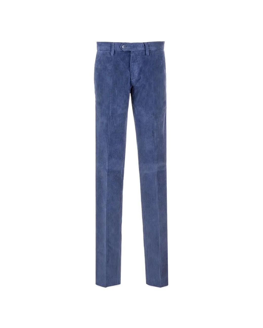 Al Duca D'aosta Blue Corduroy Cotton Trousers for men