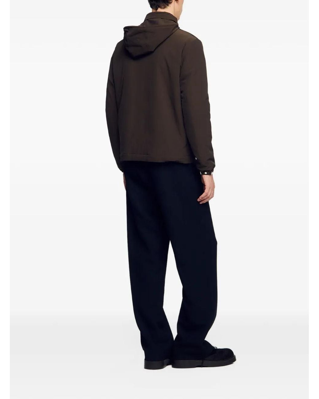 Sandro Brown Hooded Zip-Up Jacket for men