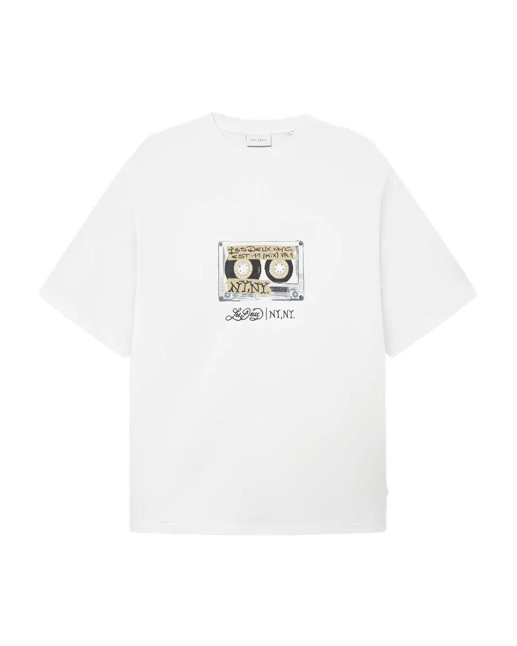 Les Deux White Cassette-Print T-Shirt for men